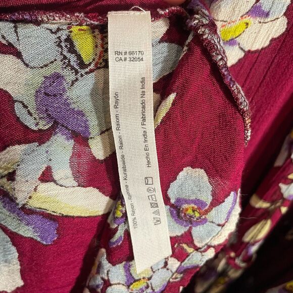 Free People Intimately Red Garden Party Smocked Floral Maxi Dress Size Medium - Picture 5 of 12